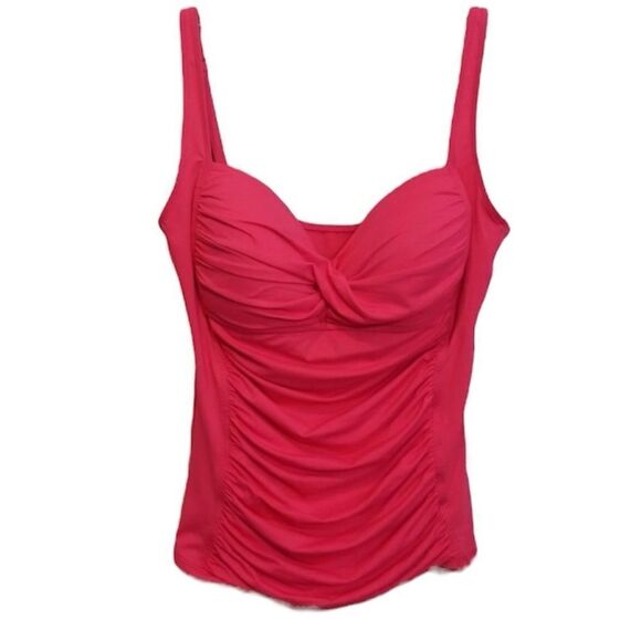 La Blanca NWT ISLAND GODDESS Shirred Tankini Top in Berry Size 8 - Picture 4 of 8
